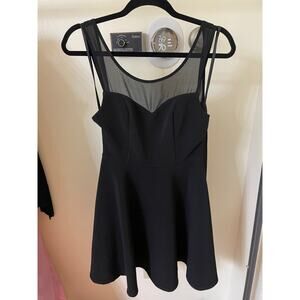 Ya Los Angeles Medium Dress Black Tie Back Mesh Neckline Fit&Flare Style YL18221